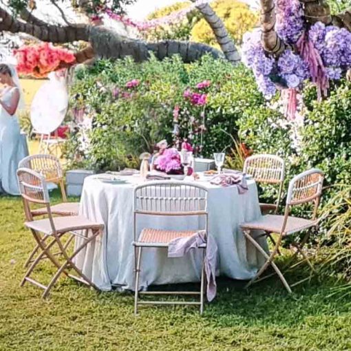 Round Natural French Linen Tablecloth Movie