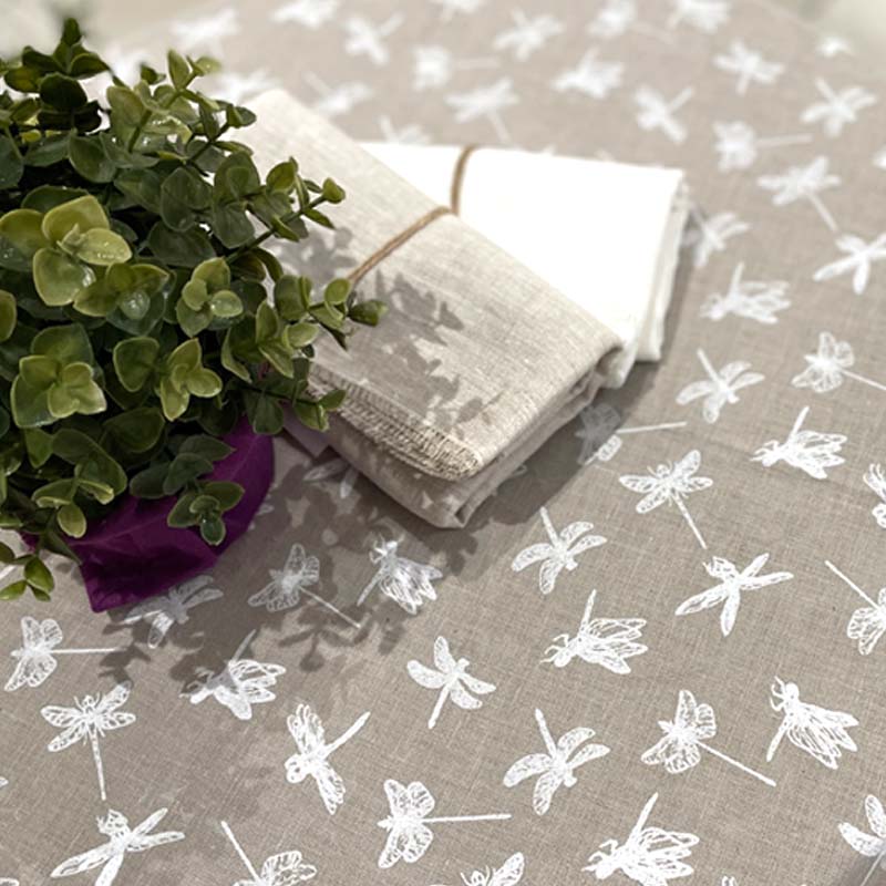 Dragonfly Round Linen Tablecloth Handmade French Affair