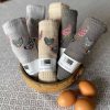 Waffle French Tea Towel Chickens Cotton