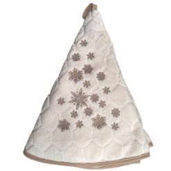 Round French Hand Towel Snowflakes Ivory