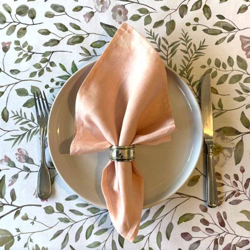 Light pink linen napkin with hems