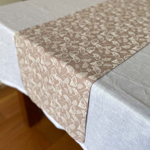 Maidenhair Blush French linen table runner