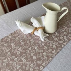 Maidenhair Blush French linen table runners