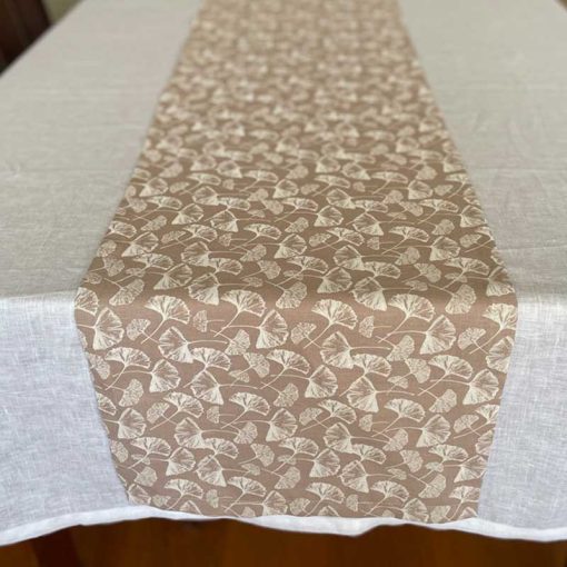 Maidenhair Blush linen table runner
